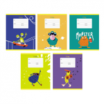 Тетрадь А5 12л., клетка, Канц-Эксмо, скрепка, офсет, мелованный картон, выб. лак, "Яркий стиль", 5 дизайнов