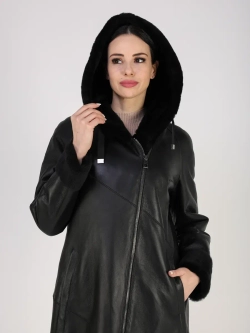 Дубленка зима натуральная удлиненная с капюшоном