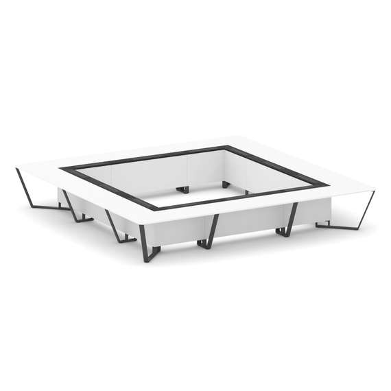 Steel Meet Стол переговорный квадратный KMK-PR.B.SP-24K Белый Бриллиант/Графит Глянец/Металл Антраци