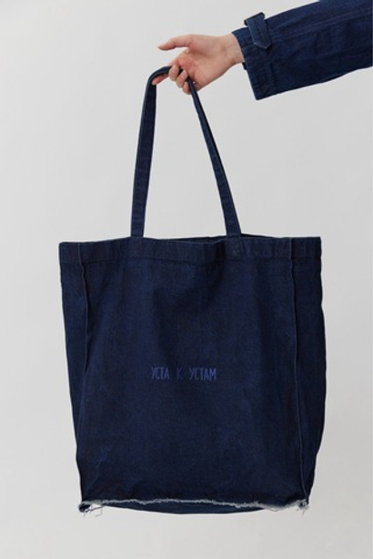 Шопер из синей вареной джинсы