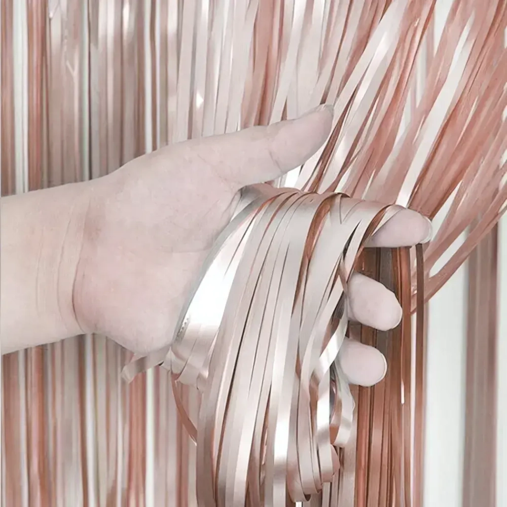 Занавес фольгированный «Дождь» ш1м, в2м (матовый), Розовое золото