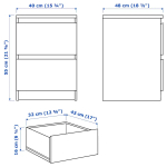 Мебель для спальни, набор из 3 предметов - IKEA MALM, 48х78х80/40х48х55 см,белый МАЛЬМ ИКЕА