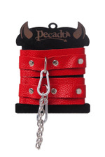 Красные кожаные узкие оковы со скруглёнными углами