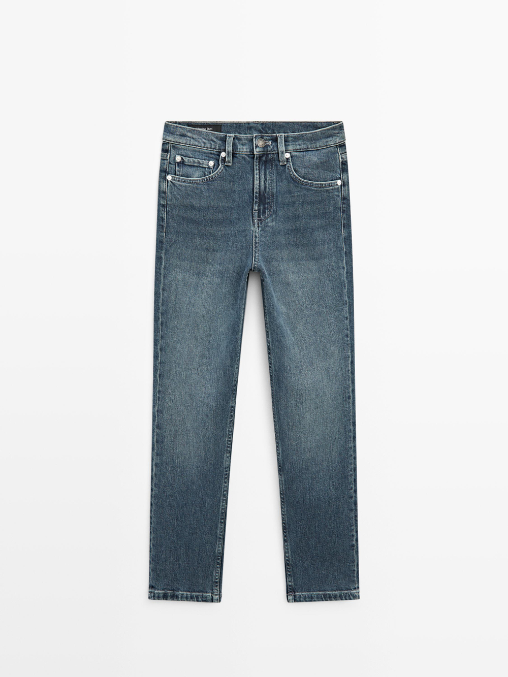 Massimo Dutti Джинсы средней посадки, укороченные, облегающего кроя, темно-синий