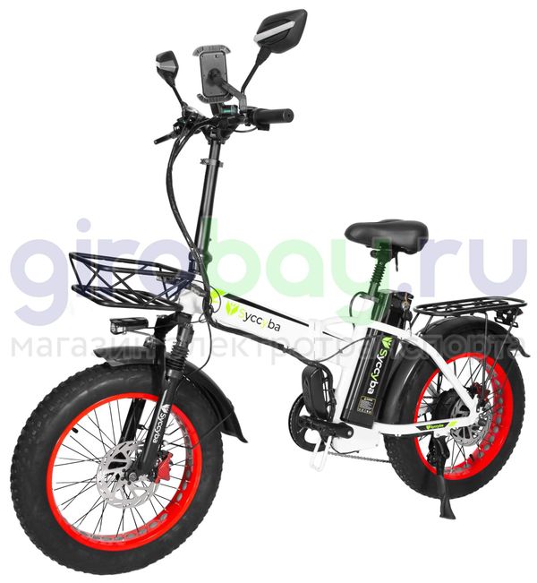 Электровелосипед Syccyba F10 Pro 2025 года (48V/15Ah) - Белый с красными ободами фото №1