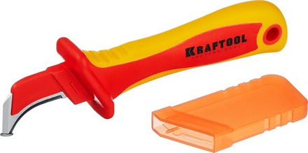 Нож KRAFTOOL 200 мм, изогнутый, с "пяткой",  диэлектрический KN-7.