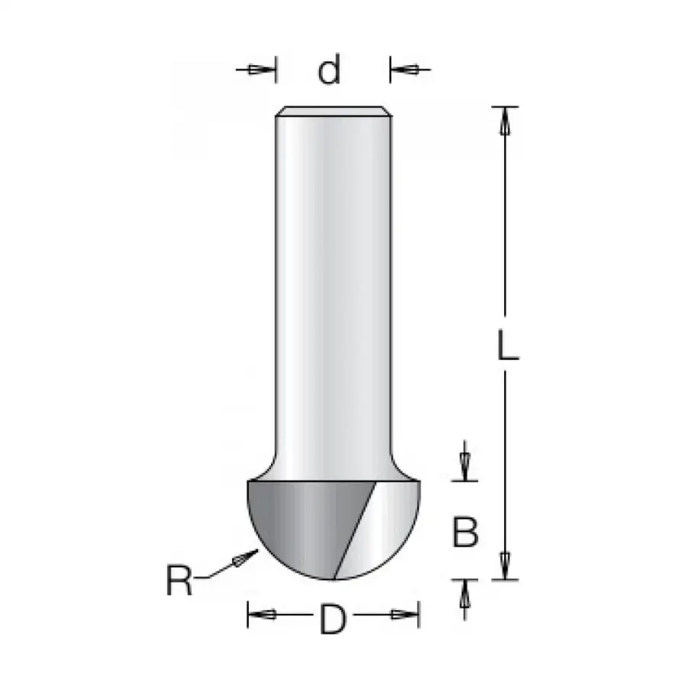 Фреза галтельная R4,8 D9,5 B6 хвостовик 8 WPW RB10005