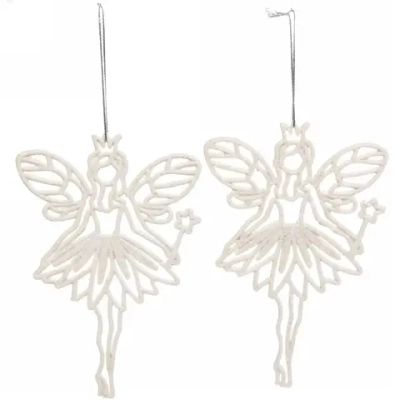 Подвески в блестках «Снежная фея» 14 см (набор 2шт), белый