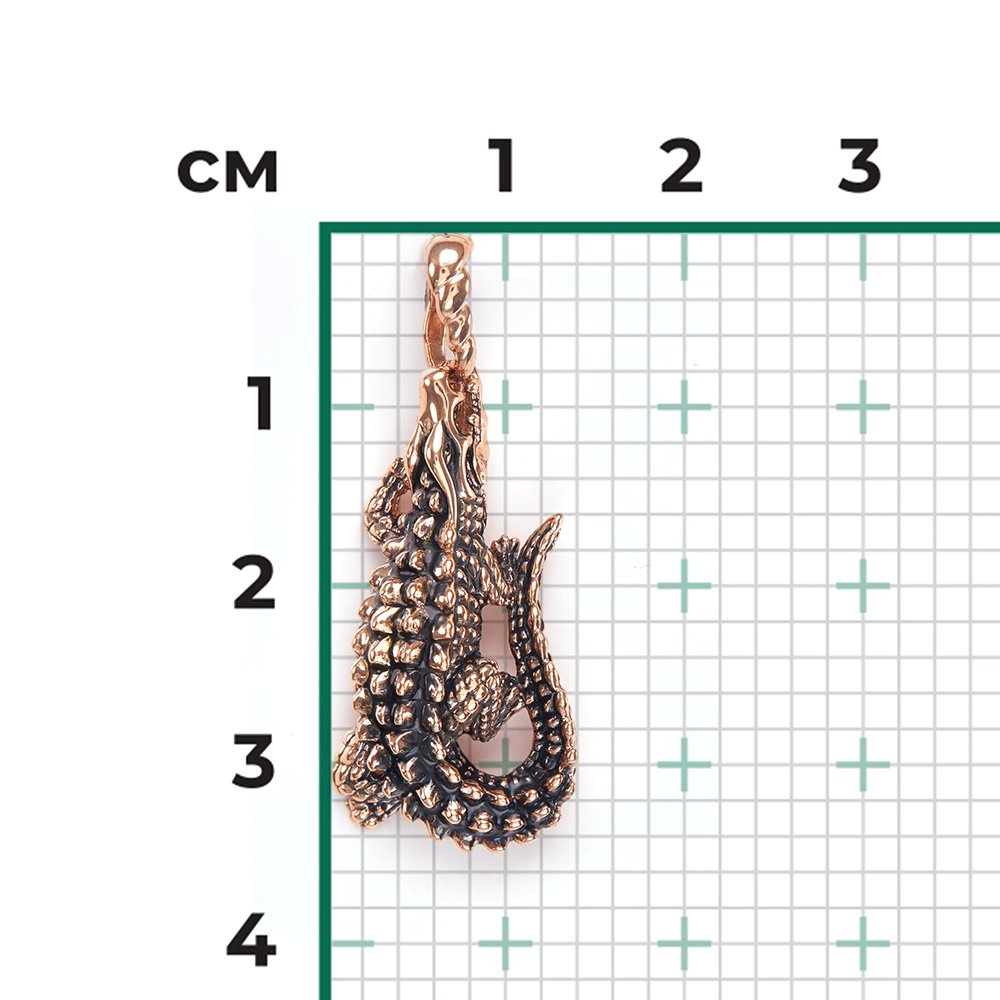 Подвеска «Крокодил» из красного золота с эмалью