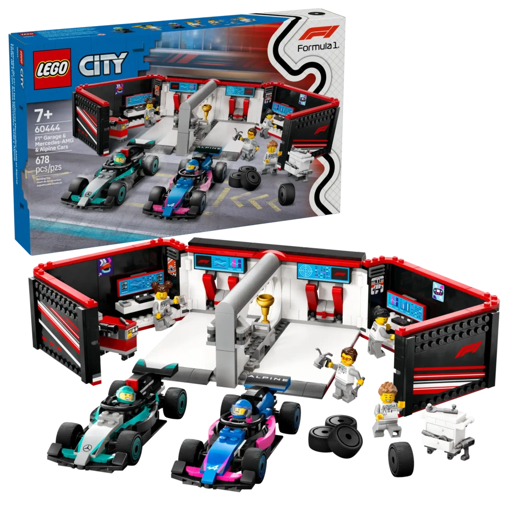Конструктор LEGO City 60444 Гараж F1 для Mercedes-AMG и Alpine