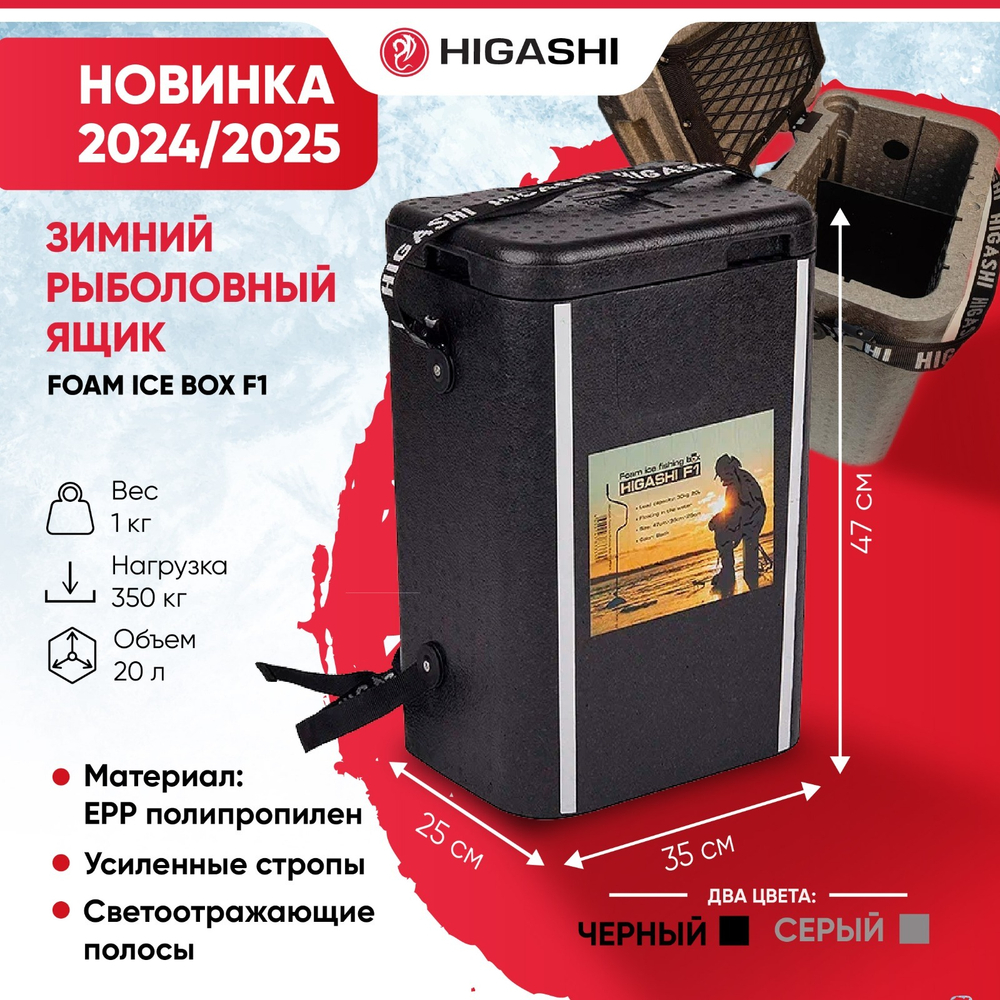 Зимний рыболовный ящик HIGASHI Foam Ice Box F1 (#Black)