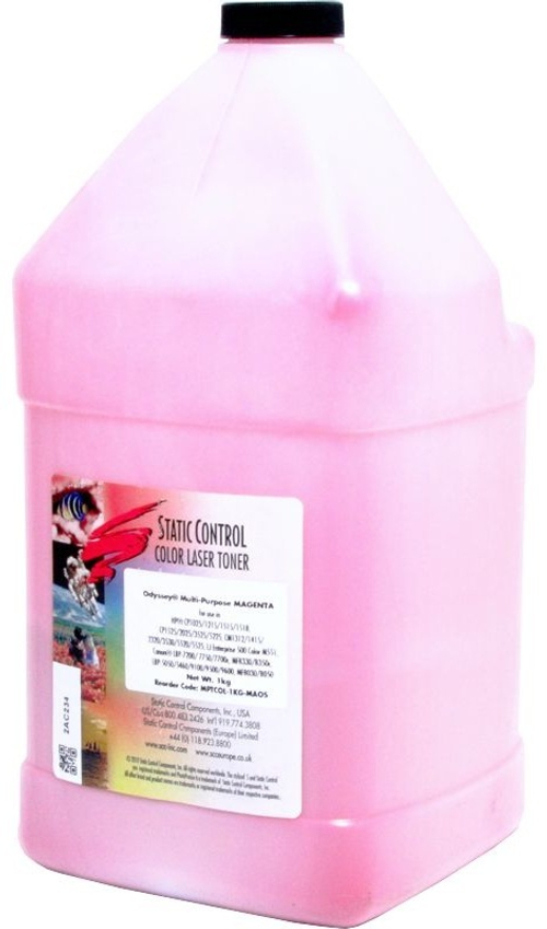 Тонер Static Control TRMPTCOL-1KG-M (0040188) пурпурный