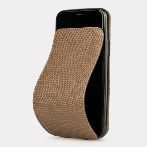 Special order: Чехол для iPhone 11 Pro Max из натуральной кожи ящерицы, цвета кофе лак