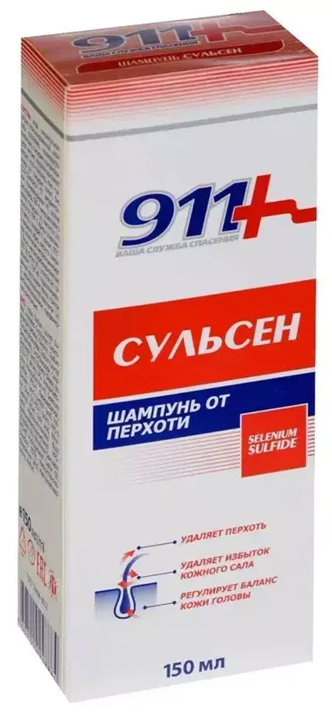 911, Шампунь от перхоти, СУЛЬСЕН, 150мл,  ФОРА ФАРМ