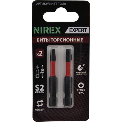 Набор бит NIREX Expert Torsion TORX T25, 50мм из 2 шт NBT-T2550