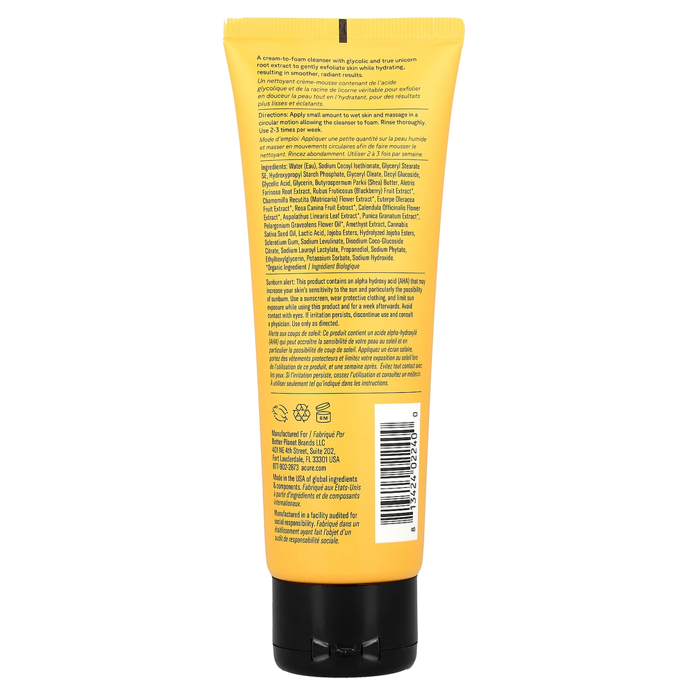 ACURE, Resurfacing, 1% гликолевая кислота и очищающее средство для корней единорога, 118 мл (4 жидк. Унции)