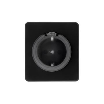 Розетка ROUND 1-ая с/з с/у, со шторками и крышкой 16А оникс KRANZ