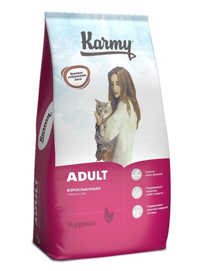 Сухой корм Karmy Adult для взрослых кошек, курица, 10 кг