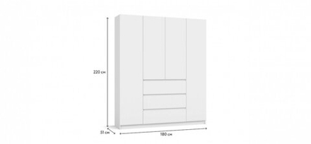 Идея 180 шкаф распашной 4Д+ящики Белый