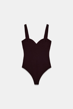 ZARA БОДИ С ВЫРЕЗОМ СЕРДЕЧКОМ НА БРЕТЕЛЯХ, ТЕМНО-ЛИЛОВЫЙ