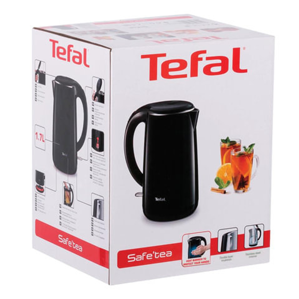 Чайник TEFAL KO260830, 1,7 л, 2150 Вт, закрытый нагревательный элемент, пластик, металл, черный