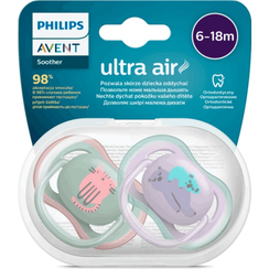 Əmzik \ ultra air soother, 6-18m, deco girl, 2-pack
