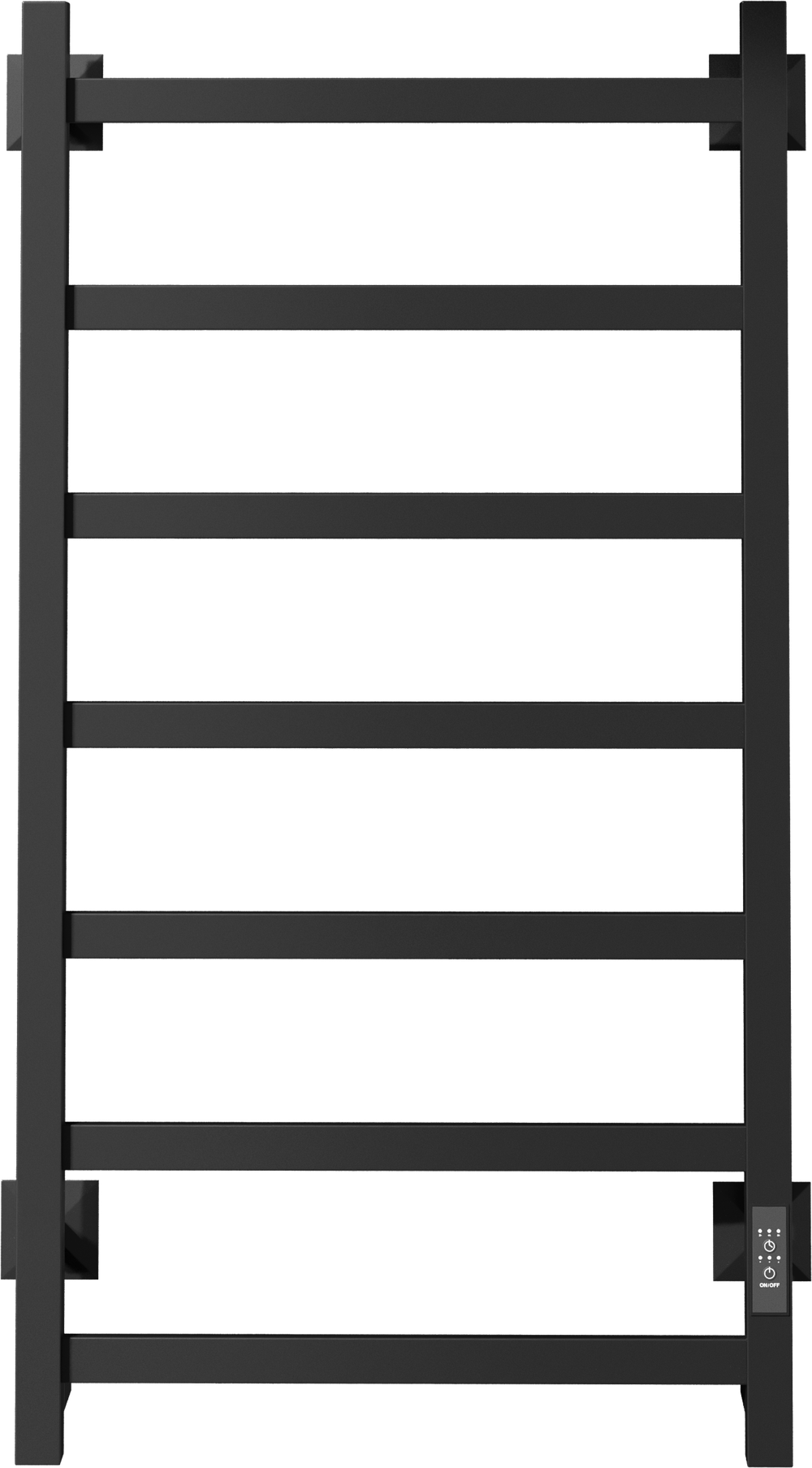 Полотенцесушитель электрический EWRIKA Пенелопа КВ7 80x45 см, подключение справа, слева, скрытое подключение справа, матовый черный, лесенка, из стали