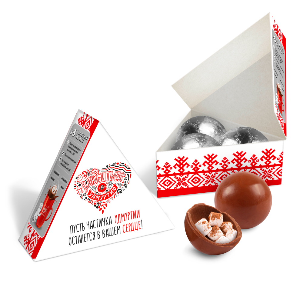 Набор шоколадных бомбочек с маршмеллоу 3 х 30 г с индивидуальным дизайном