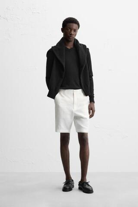 ZARA ШОРТЫ ИЗ 100% ЛЬНА, МОРСКОЙ БЕЛЫЙ