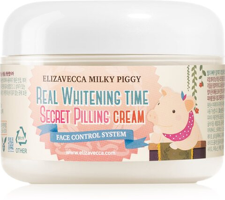 Elizavecca Milky Piggy Real Whitening Time Secret Pilling Cream - увлажняющий смягчающий крем с эффектом пилинга /   100  ml  / GTIN 8809071369250