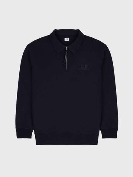 Свитшот на молнии C.P. Company Logo Diagonal Raised Fleece Half Zip Navy