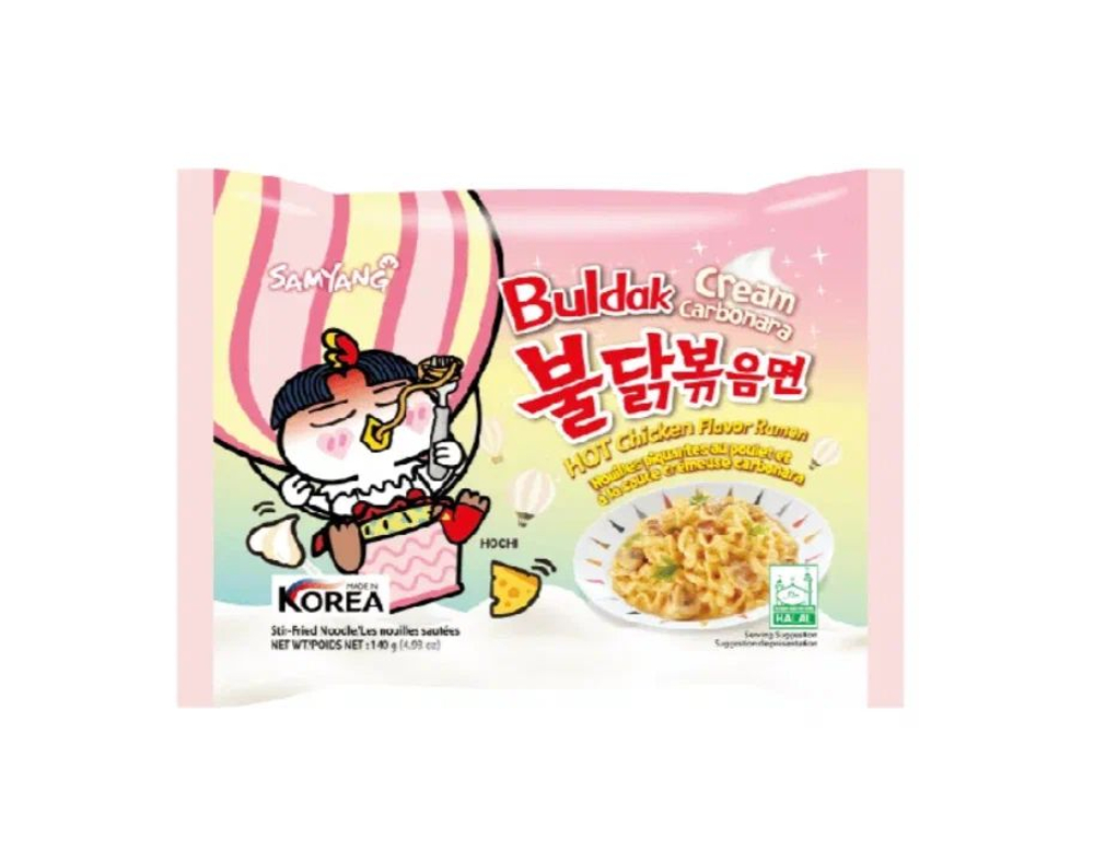 Корейская лапша быстрого приготовления Buldak бульдак, Samyang, рамен с острой курицей и сливычным соусом карбонара, 5 шт по 140 гр