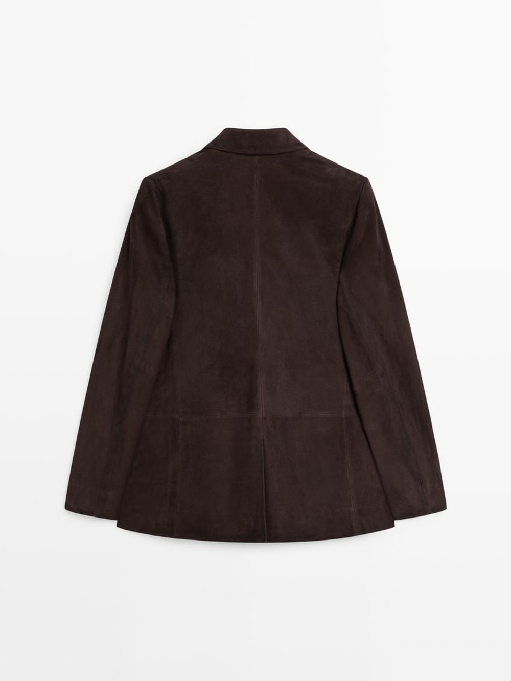 Massimo Dutti Замшевый блейзер, коричневый