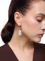 Серьги "Simple Cross Pearl" Bicolor