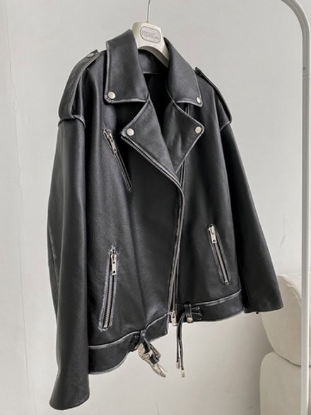 Удлиненная кожаная куртка - косуха «oversize” из кожи “джумбо»