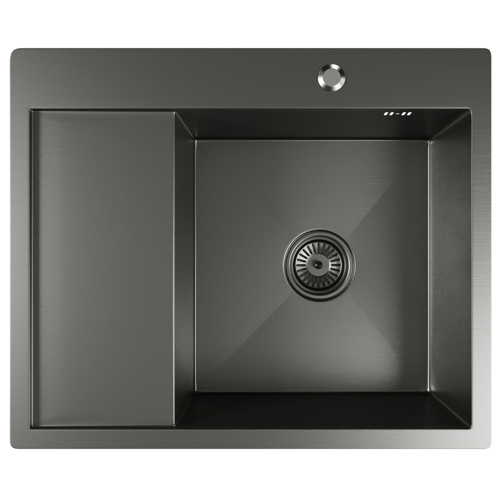 Мойка настол.монтаж 60х50 (3,0) прав. вып 3 1/2  MIXLINE PRO 20см с сифоном (черный графит)