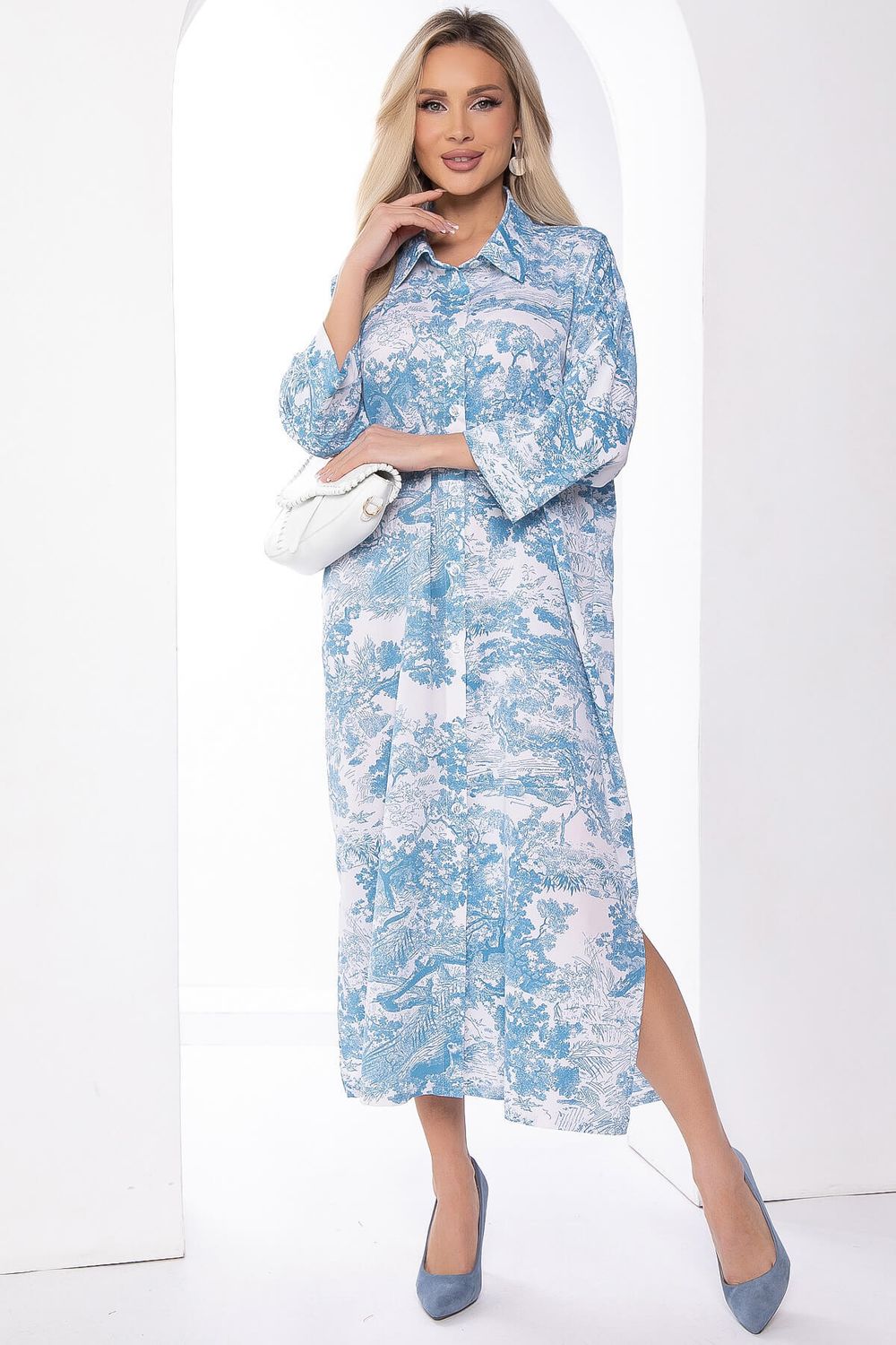 Платье "Сьюзан" (бело-голубое) П8162 LT Collection