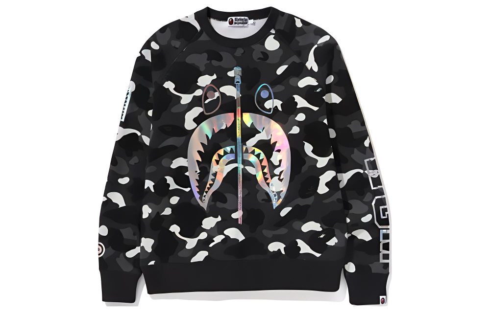 A Bathing Ape City Camo Shark Crewneck Ss24 черный