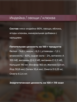 НАБОР Консервы DELISH Super Premium для собак с индейкой, овощами и клюквой (паштет) - 10 шт х 80 гр