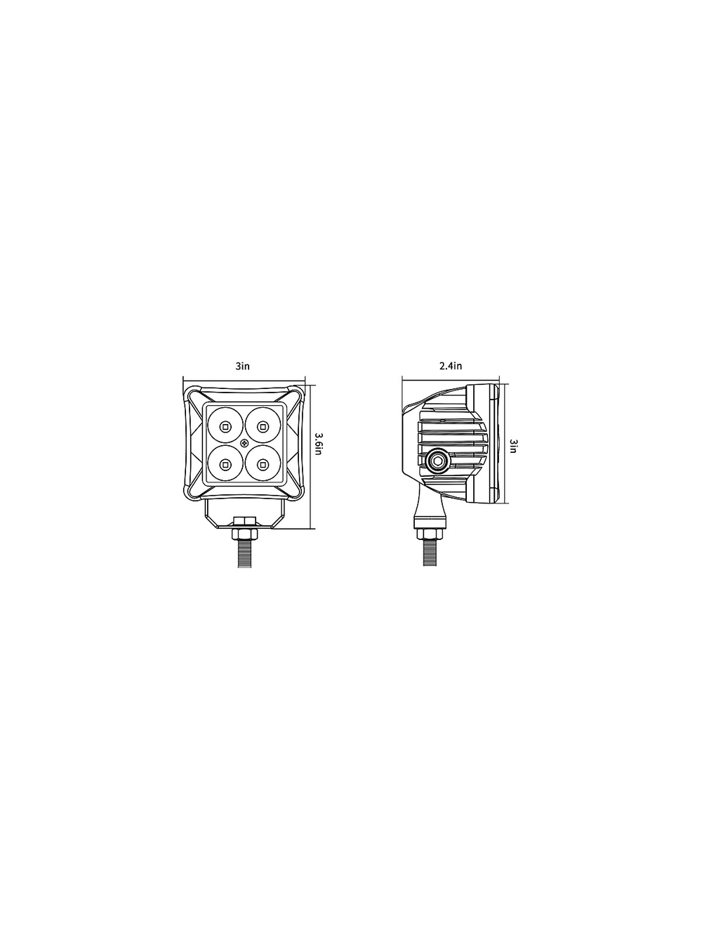 Светодиодные фары дальнего света AURORA 76x76 мм 40W LED