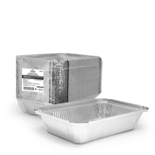 ФорФорма алюмининевая,прямоугольная, L-край, верхний внешний размер: 210*148мм, дно 174*104мм, высота 38мм. 600шт/кор. обьем 780мл 60мкм