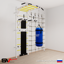 Шведская стенка Sv Sport усиленная 62430 (Турник рукоход/Брусья/Скамья/Цепь/Мешок 30кг/Канатный лаз)