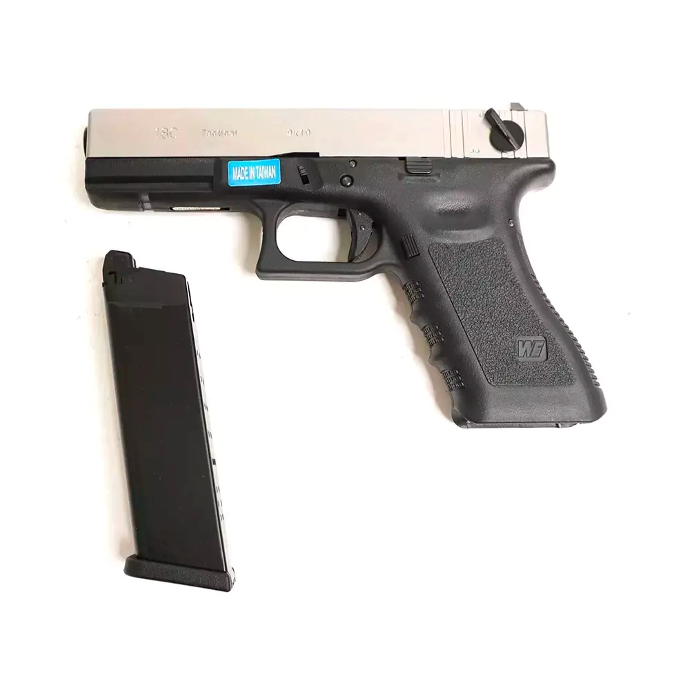 Модель пистолета WE Glock G18 gen3 metal slide Gas, Silver
