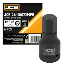 Головка-бита ударная 6-гранная 3/4'', 22мм JCB JCB-26410022MPB