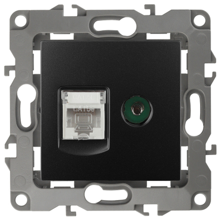Розетка ЭРА Серия 12 12-3110-05 комбинированная RJ45+TV IP20 антрацит