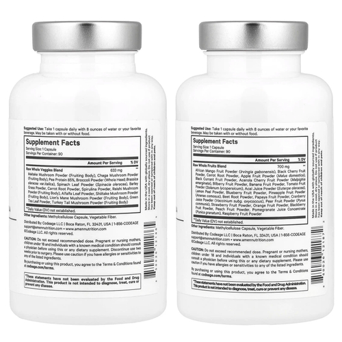 Codeage, Amen, фрукты и овощи, 2 бутылки, 90 растительных капсул в каждой