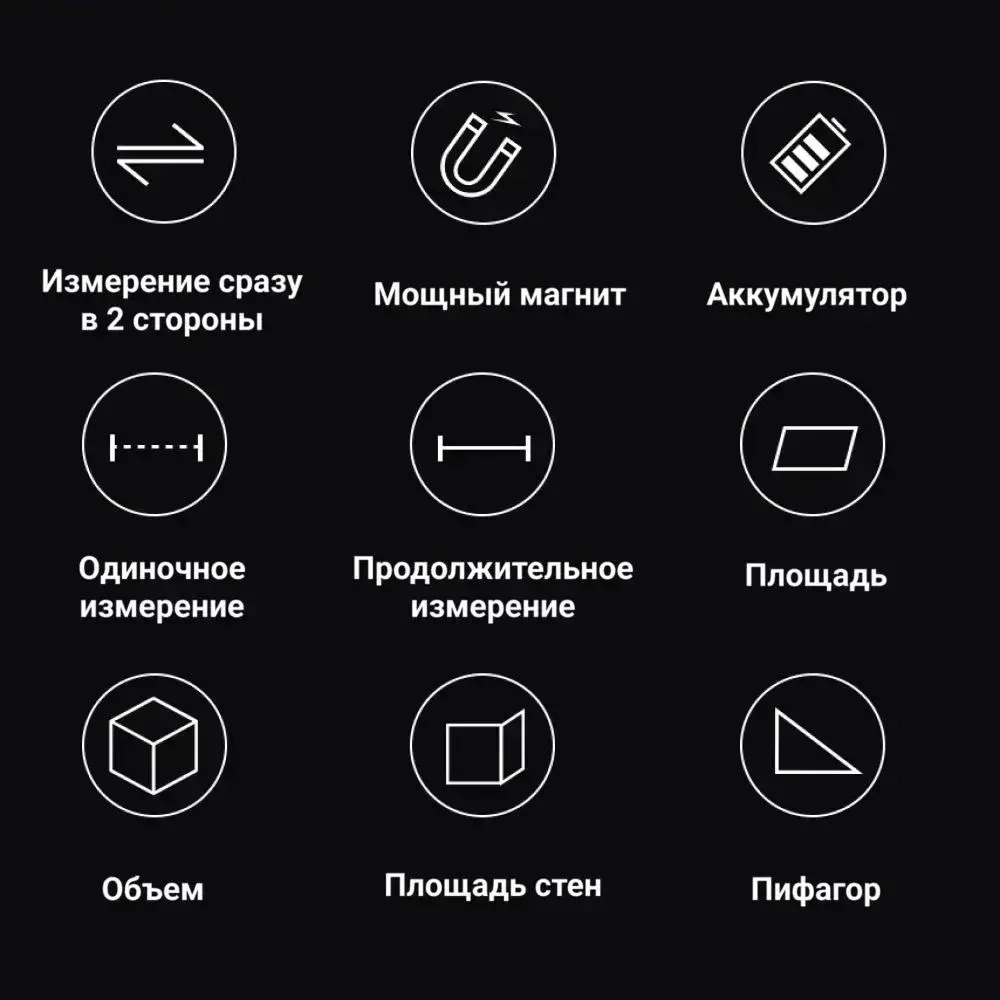 Дальномер лазерный SNDWAY SW-DG100, 200 метров, зеленый лазер, двусторонний, питание от встроенного аккумулятора