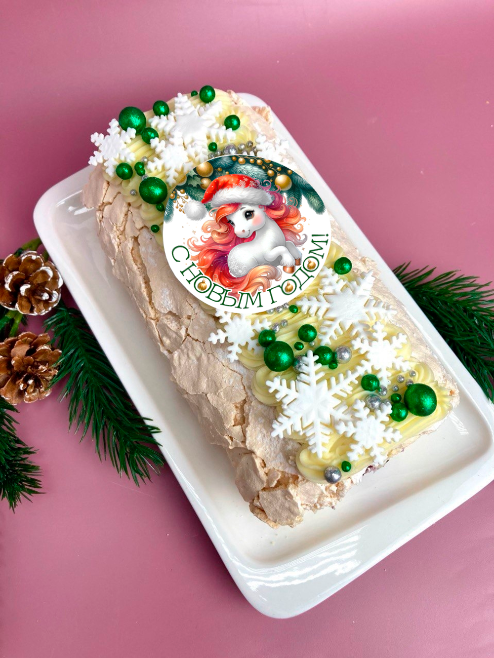 Меренговый рулет "С Новым годом!"