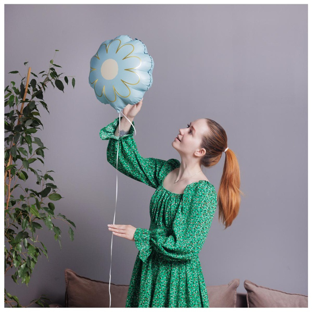 Фигура Цветок Ромашка голубая с золотом (21"/53 см)