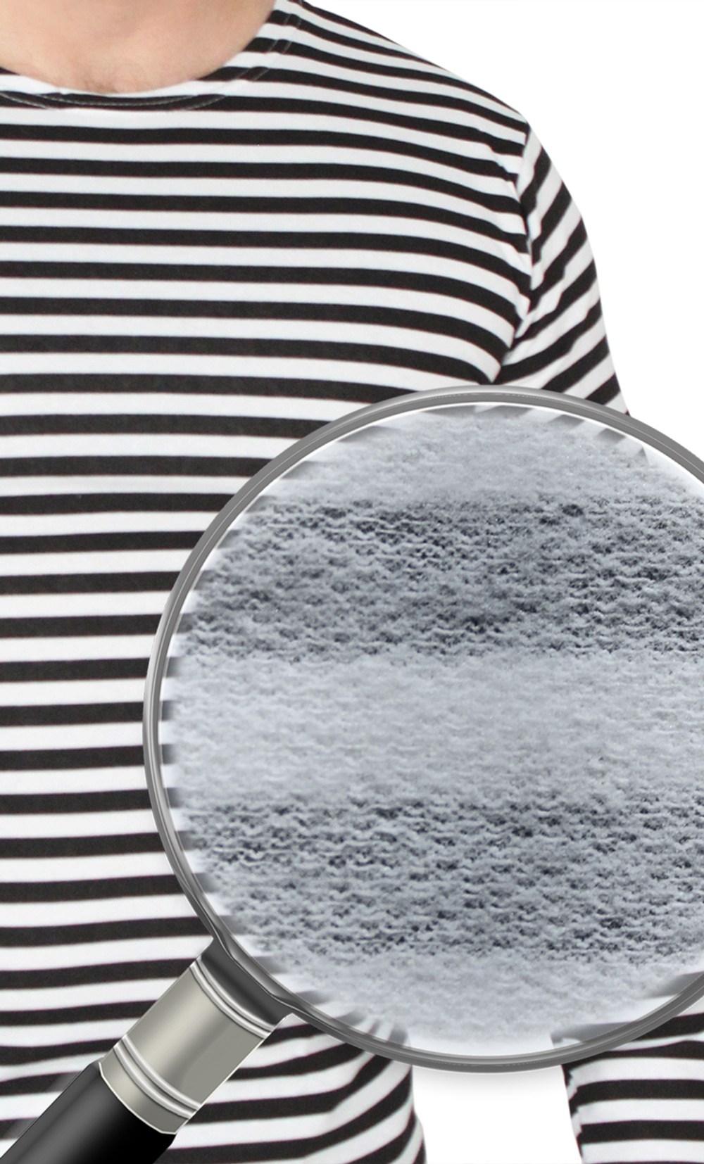 Тельняшка 2-х нитка черная полоса с начесом